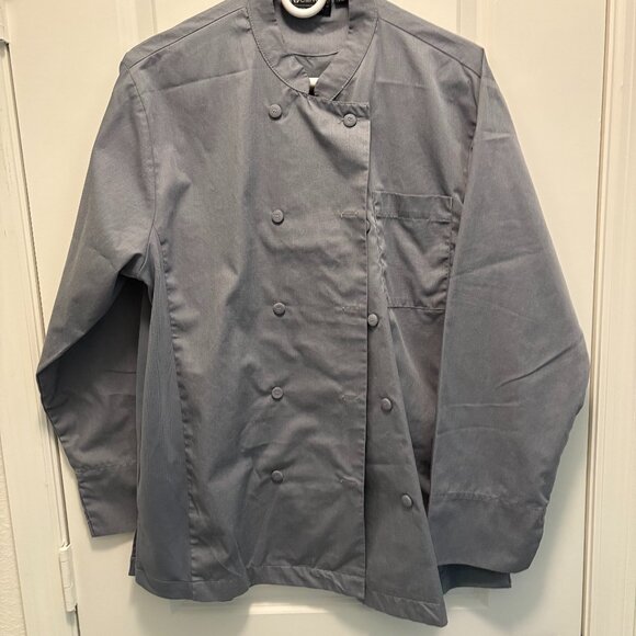ChefWorks Gray Men's Chef Jacket Long Sleeve French Cuff Size Medium EUC - Picture 2 of 5